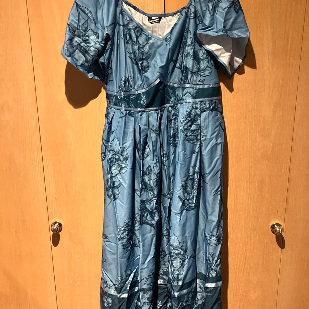BloomChic Teal Floral V-Neck Dress